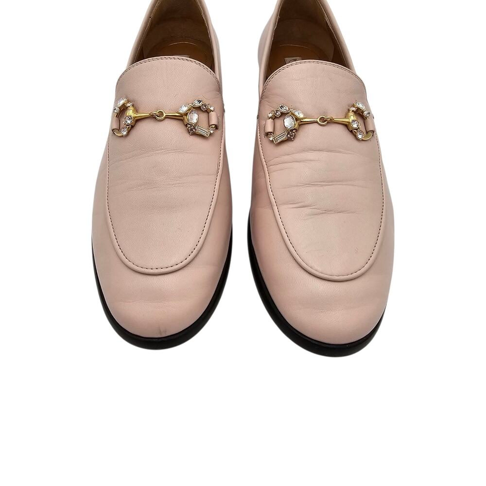 Gucci Jordaan Horsebit Slip On Loafer Pink Leather Crystal Size 38.5 US 8.5 - Picture 4 of 13